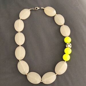 Acrylic clear and neon yellow beaded necklace